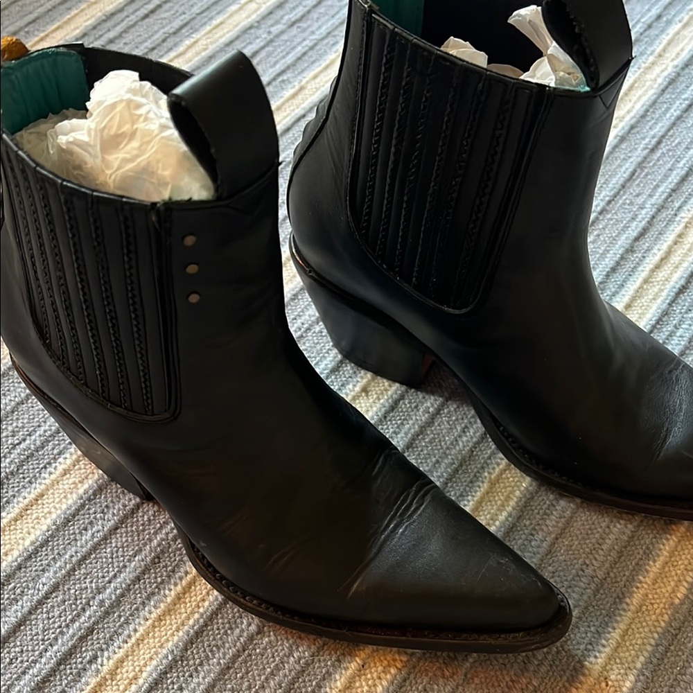 Black Leather Ankle Boots - Picture 4 of 8